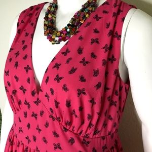 Torrid Fusia Butterfly Print Vneck Midi Dress